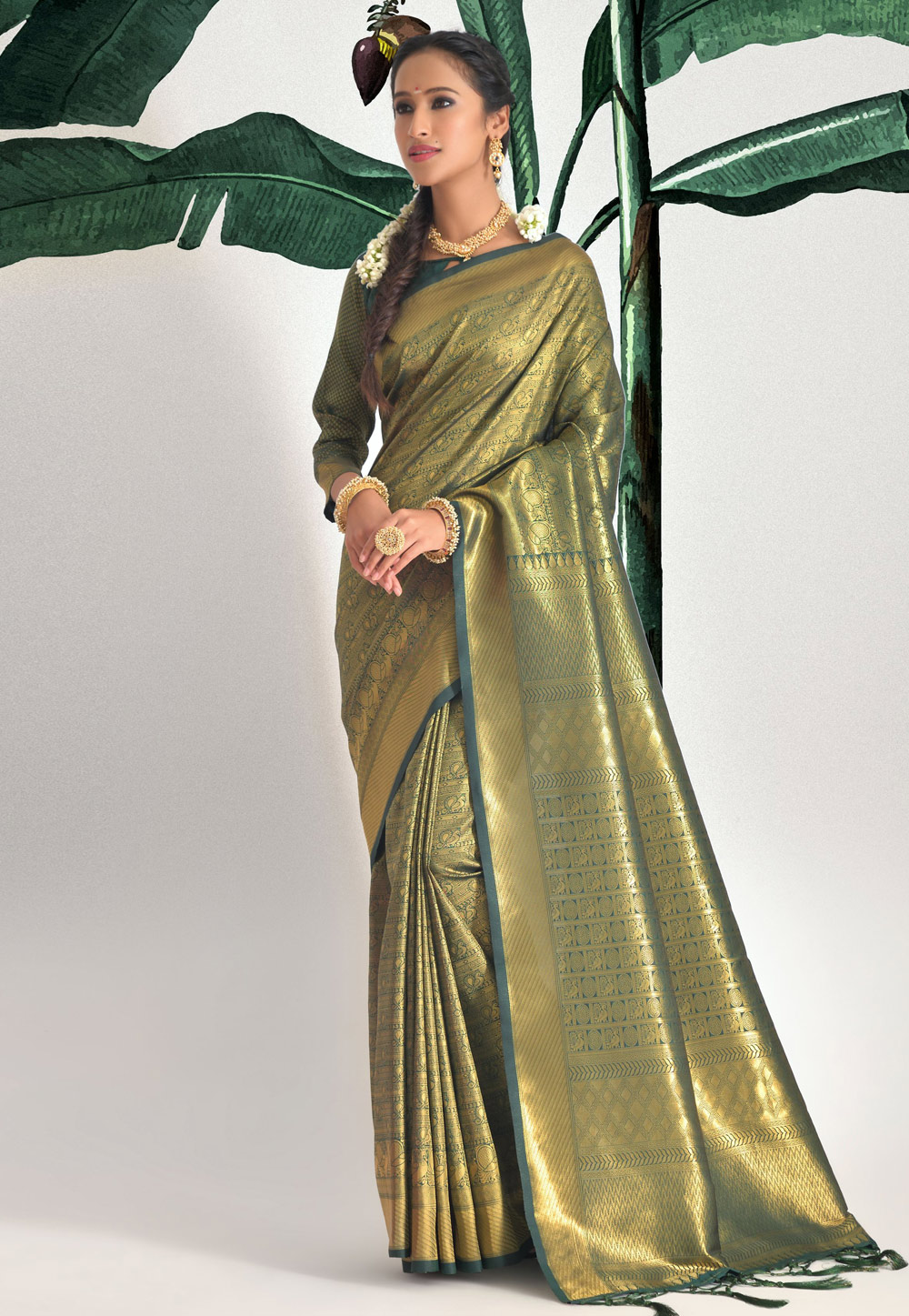 Green Kanjivaram Silk Festival Wear Saree 241987