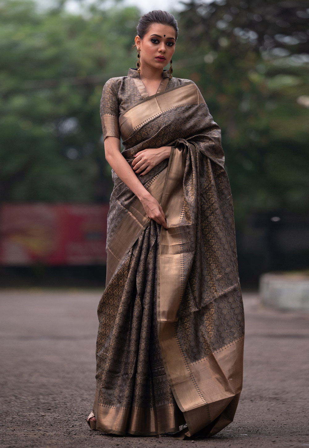 Brown Banarasi Silk Festival Wear Saree 237868