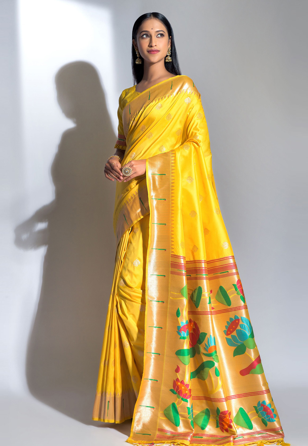 Yellow Banarasi Silk Saree With Blouse 238856