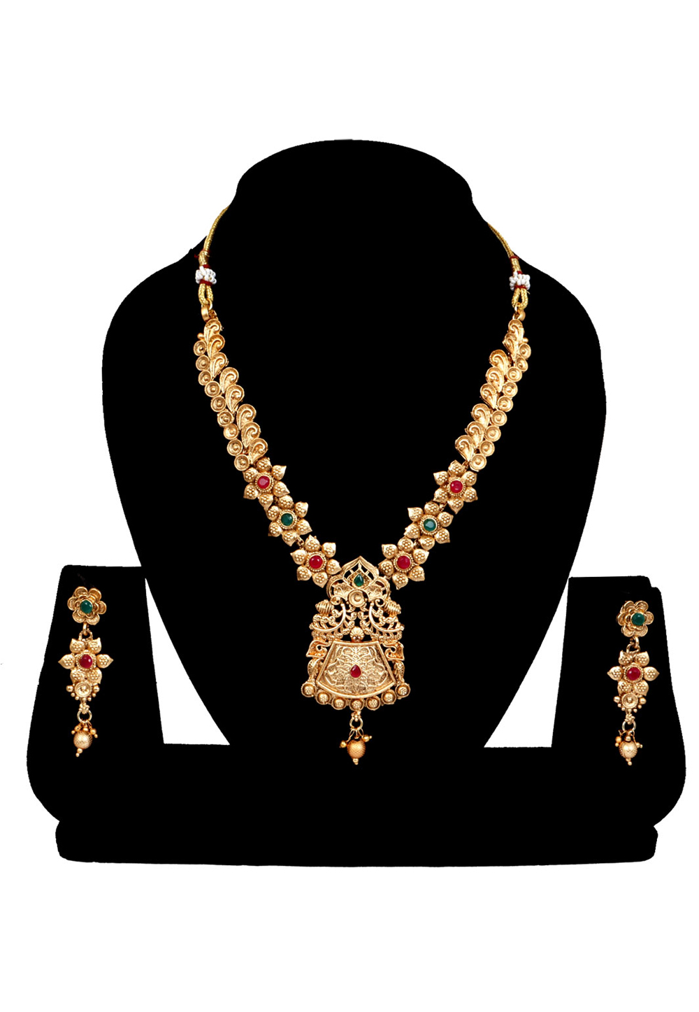 Multicolor Alloy Austrian Diamonds and Kundan Necklace With Earrings 272661