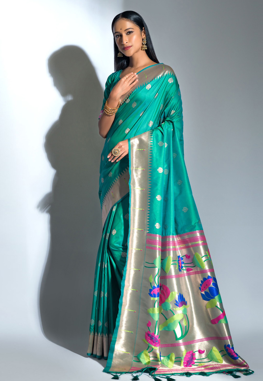 Turquoise Banarasi Silk Festival Wear Saree 238859