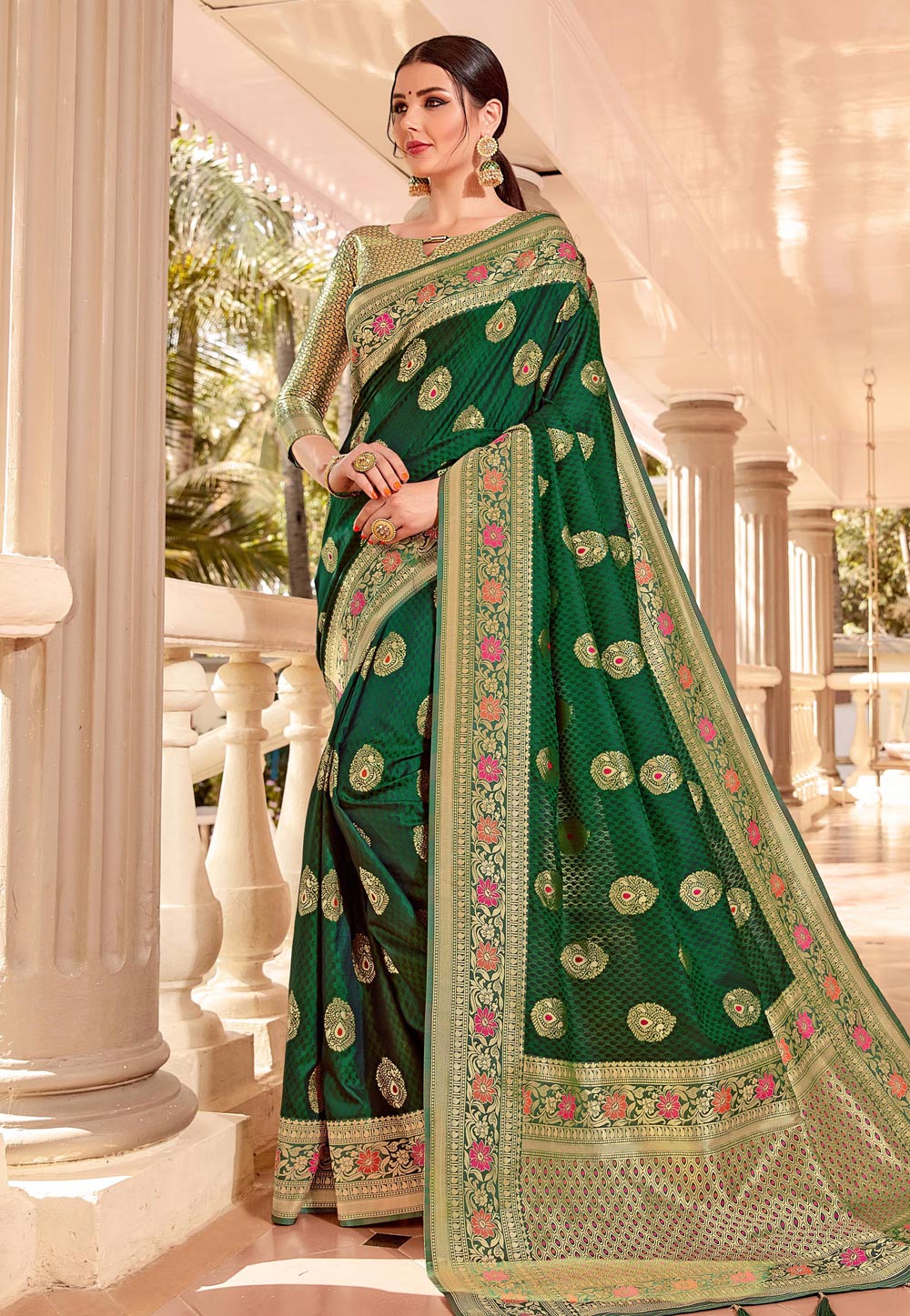 Green Silk Festival Wear Saree 213440
