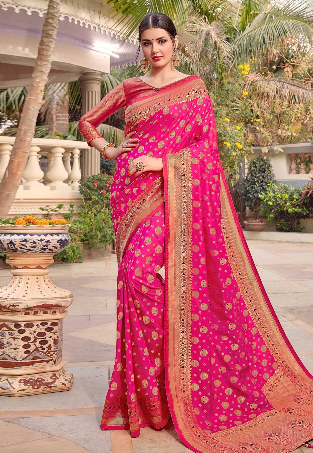 Pink Silk Saree With Blouse 213441