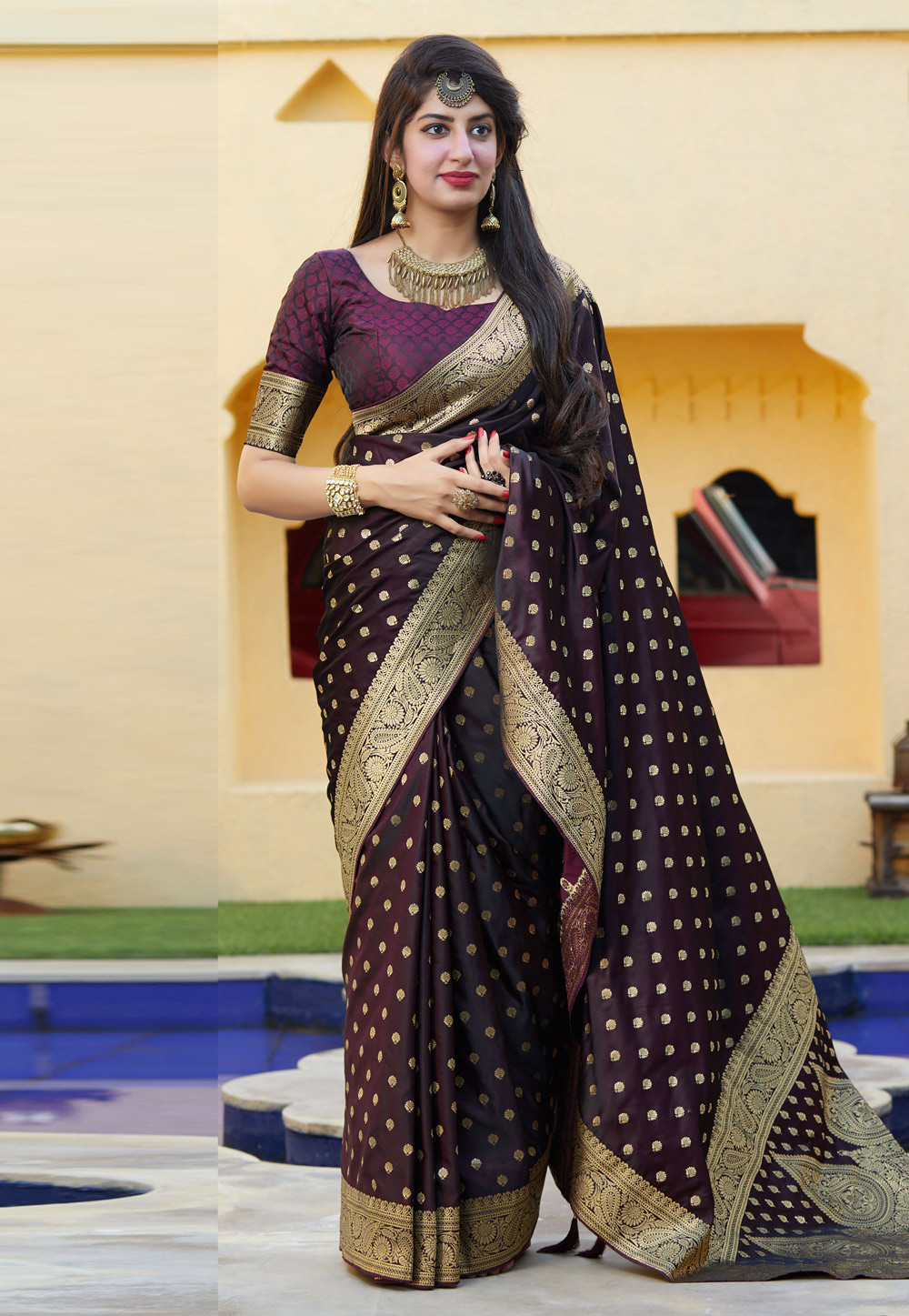Purple Banarasi Silk Festival Wear Saree 213884