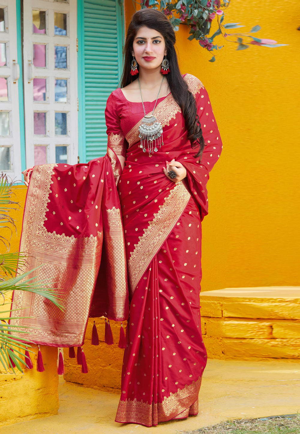 Pink Banarasi Silk Festival Wear Saree 213886