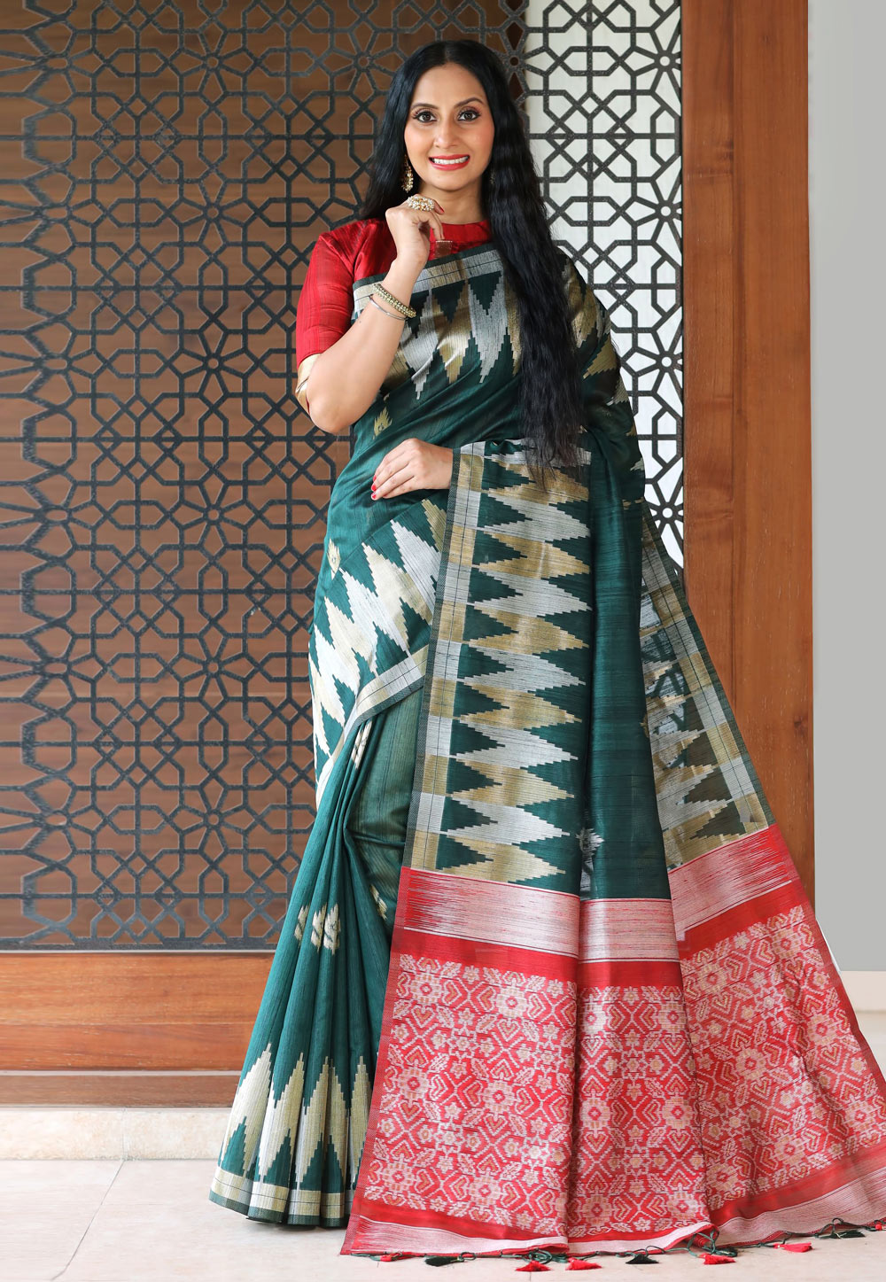 Green Tussar Silk Saree With Blouse 239323