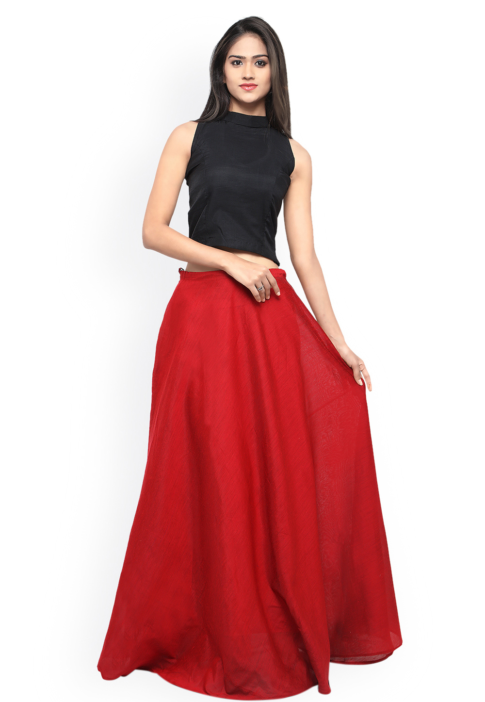Buy Women Purple Shloka Foil Crop Top With Dhoti Skirt Online at Sassafras