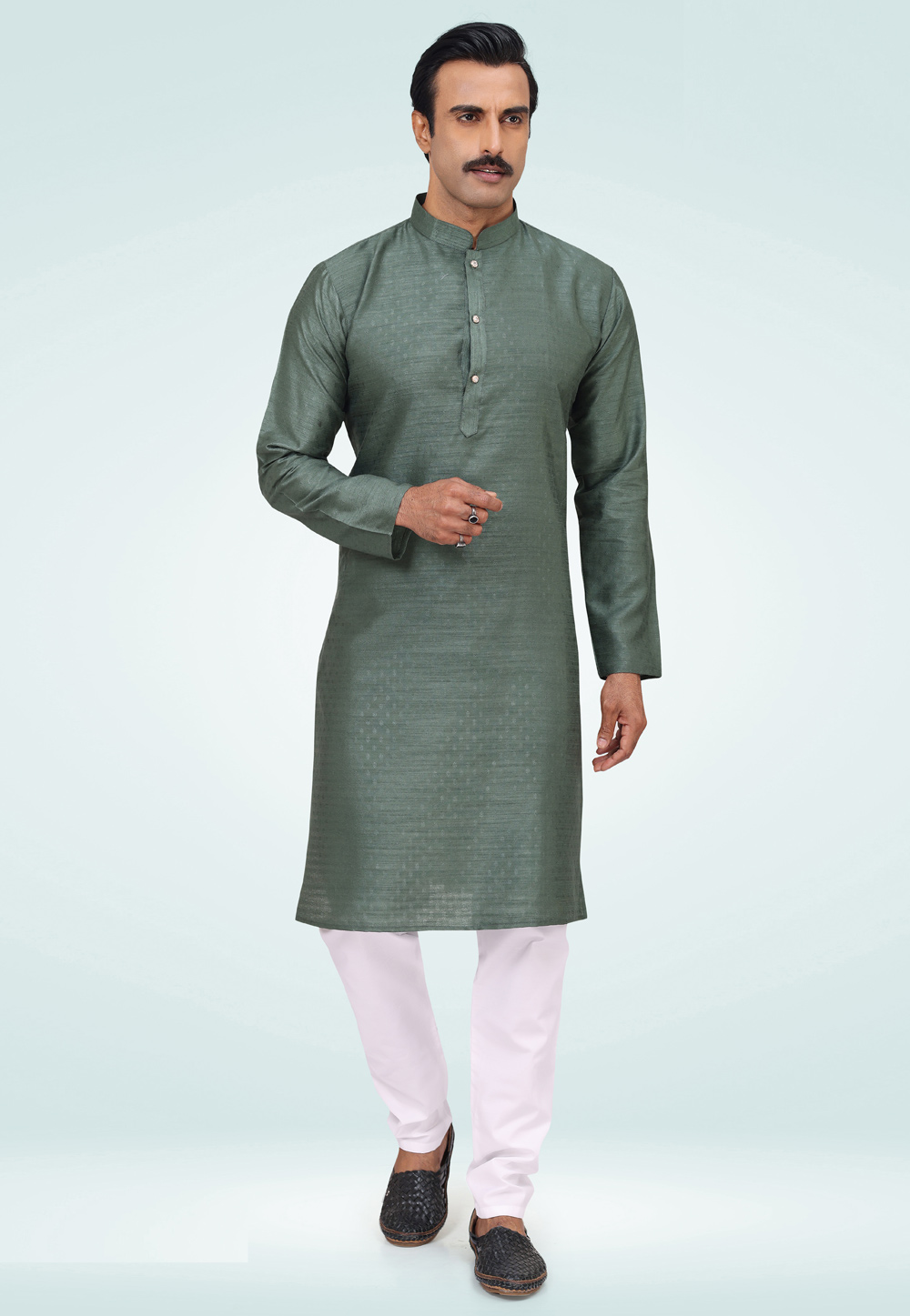 Green Silk Kurta Pajama 257577