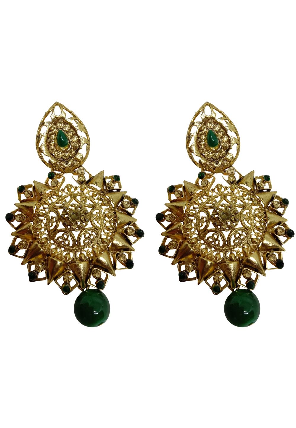 Green Brass Earrings 227875