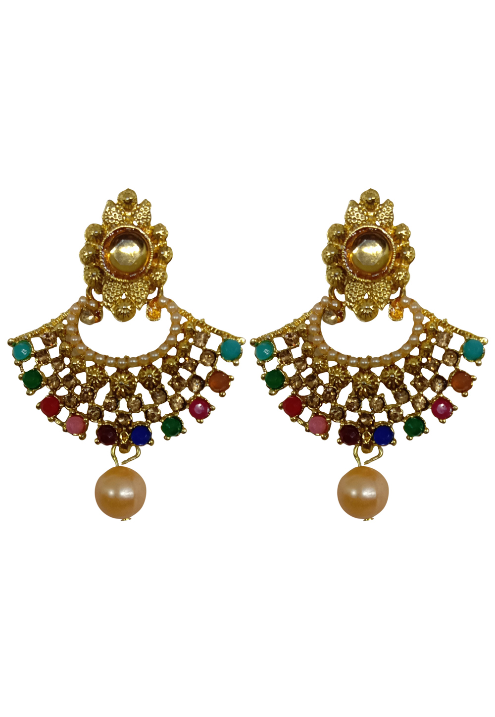 Golden Brass Earrings 227877