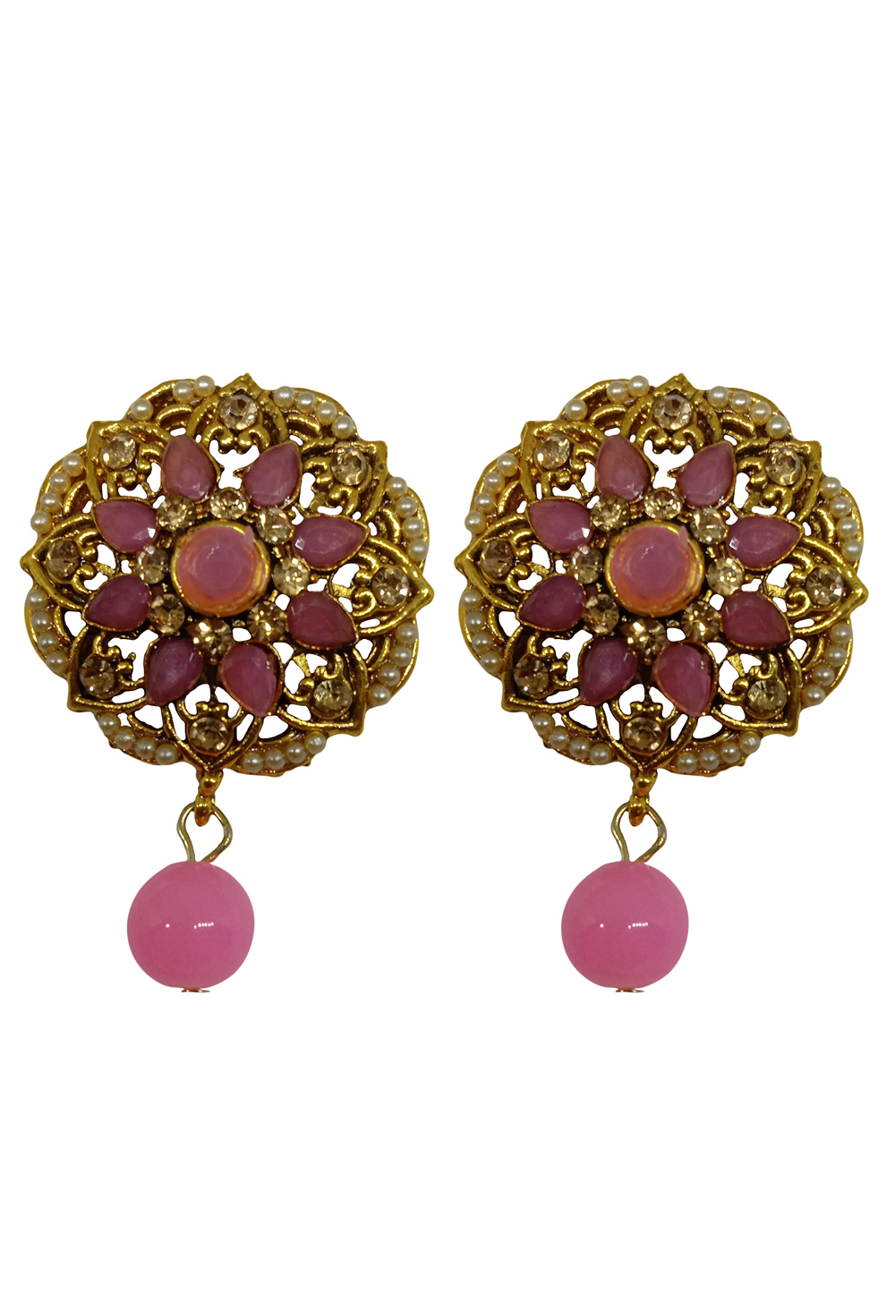 Pink Brass Earrings 227880