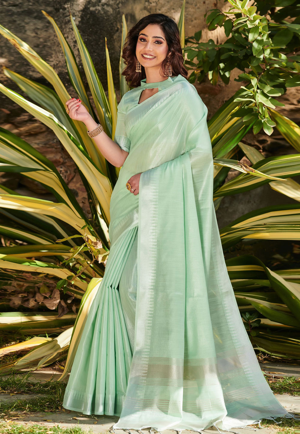 Light Green Banarasi Silk Festival Wear Saree 241460