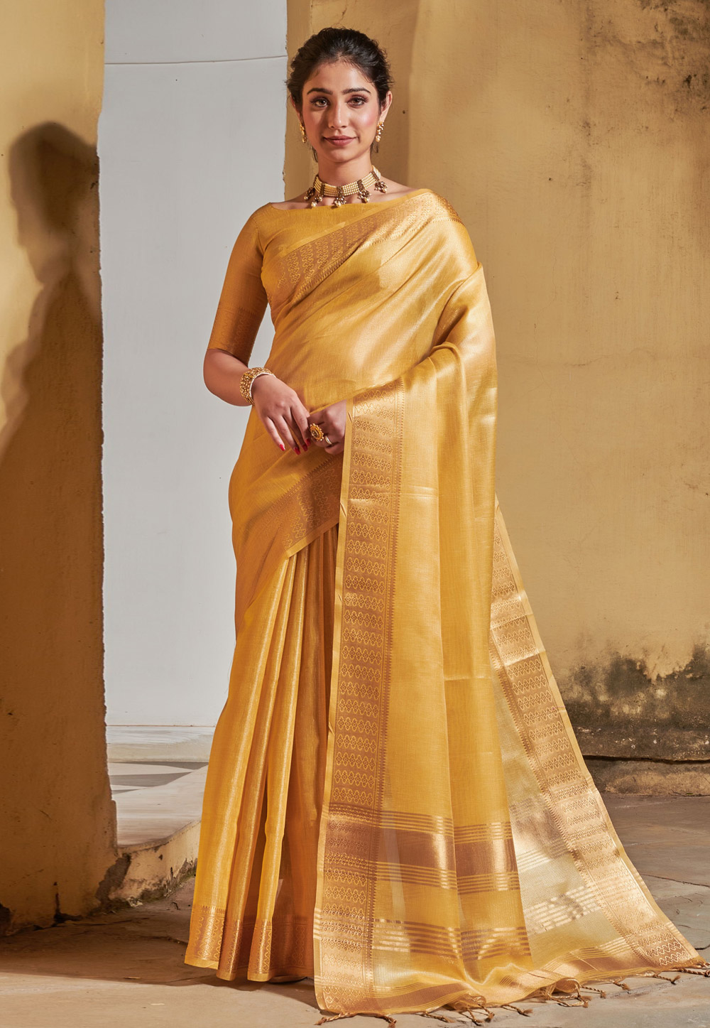 Yellow Silk Saree With Blouse 245143