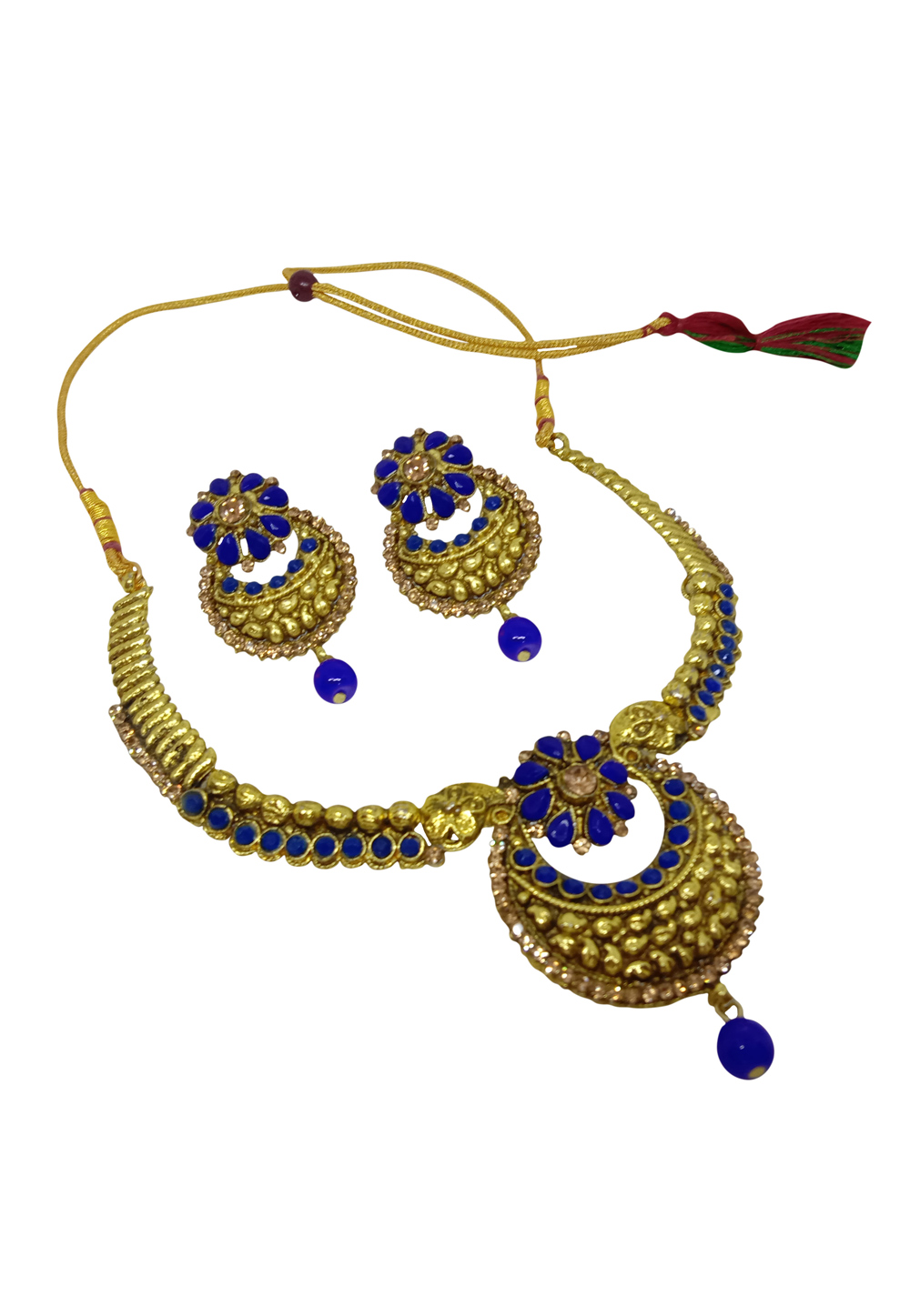 Blue Alloy Austrian Diamond Necklace Set With Earrings 228769