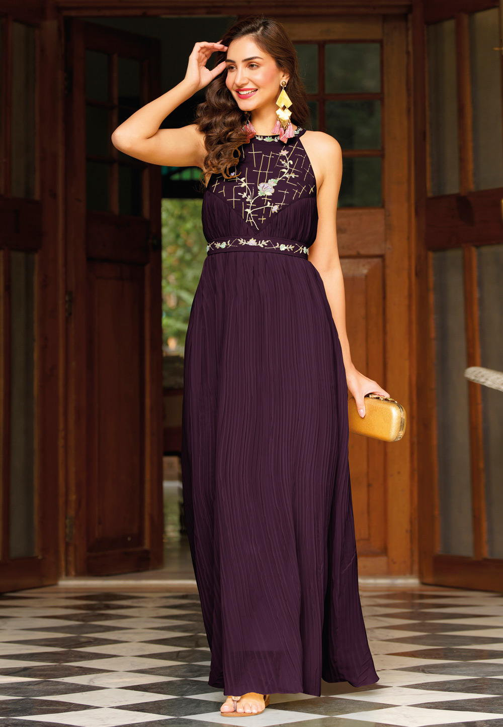 Purple Georgette Gown 256390