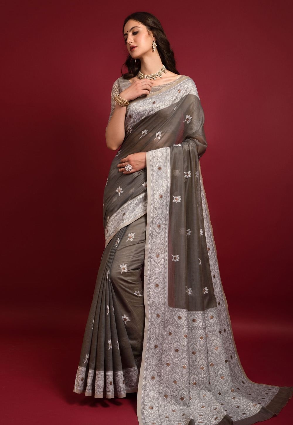 Brown Banarasi Silk Saree 245611