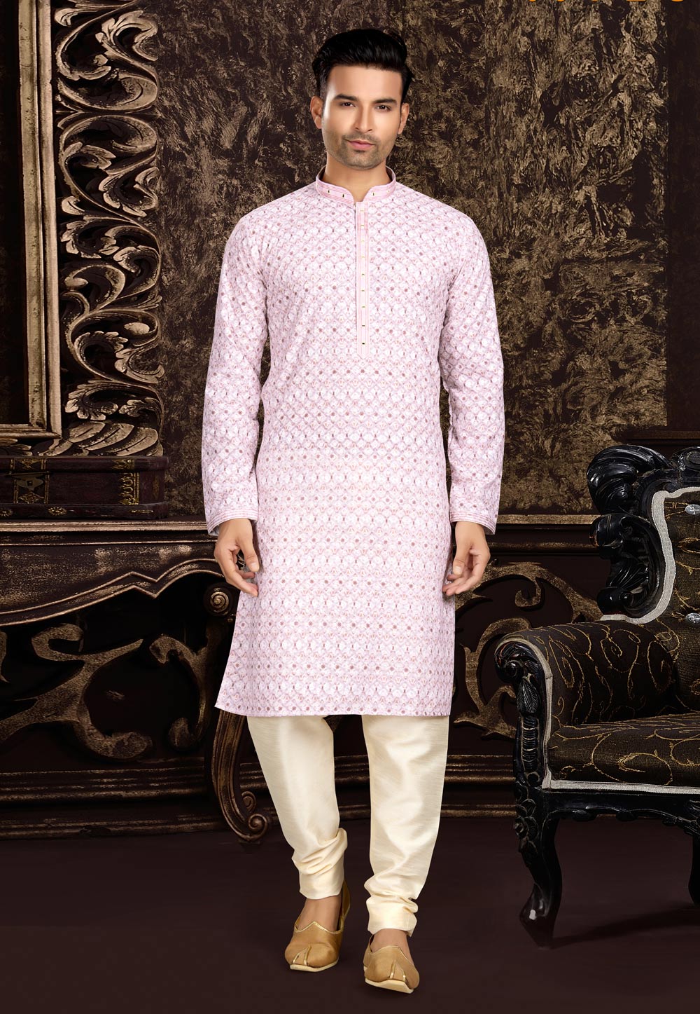 Buy Pink Art Silk Front Open Kurta Churidar Suit Set (Kurta, Inner,  Churidar, Dupatta) for INR6296.50 | Biba India