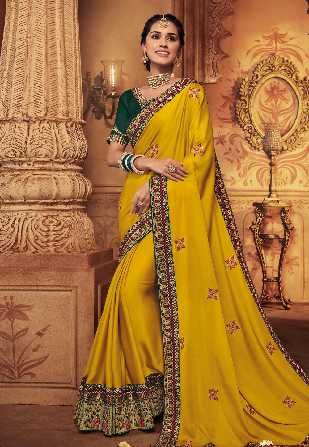 Yellow Silk Festival Wear Saree 188887