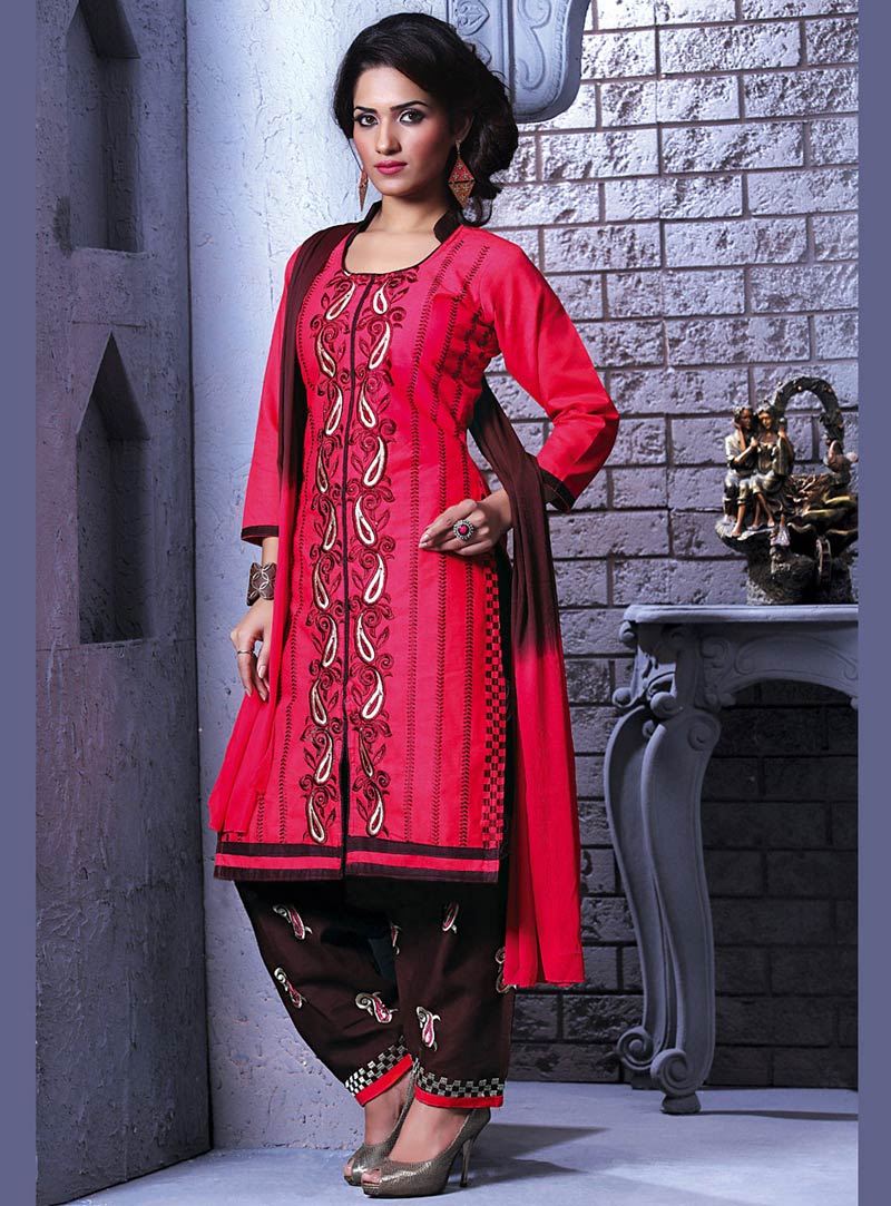 Magenta Cotton Punjabi Suit 67519