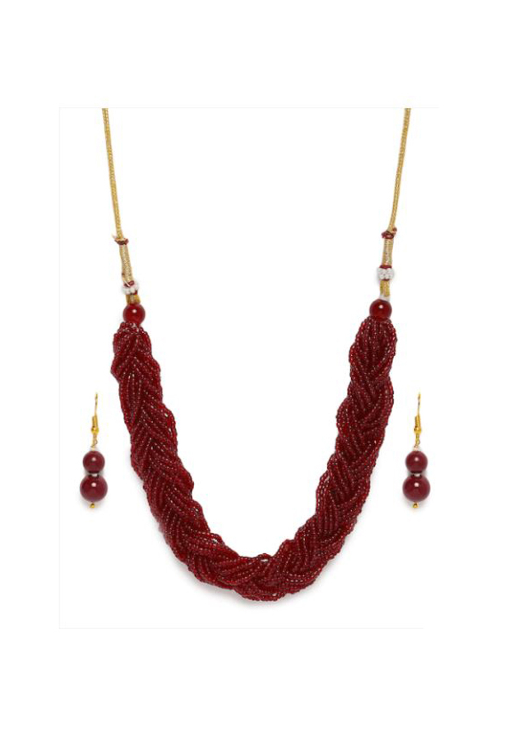 Red Alloy Austrian Diamond Necklace Set With Earrings 232367