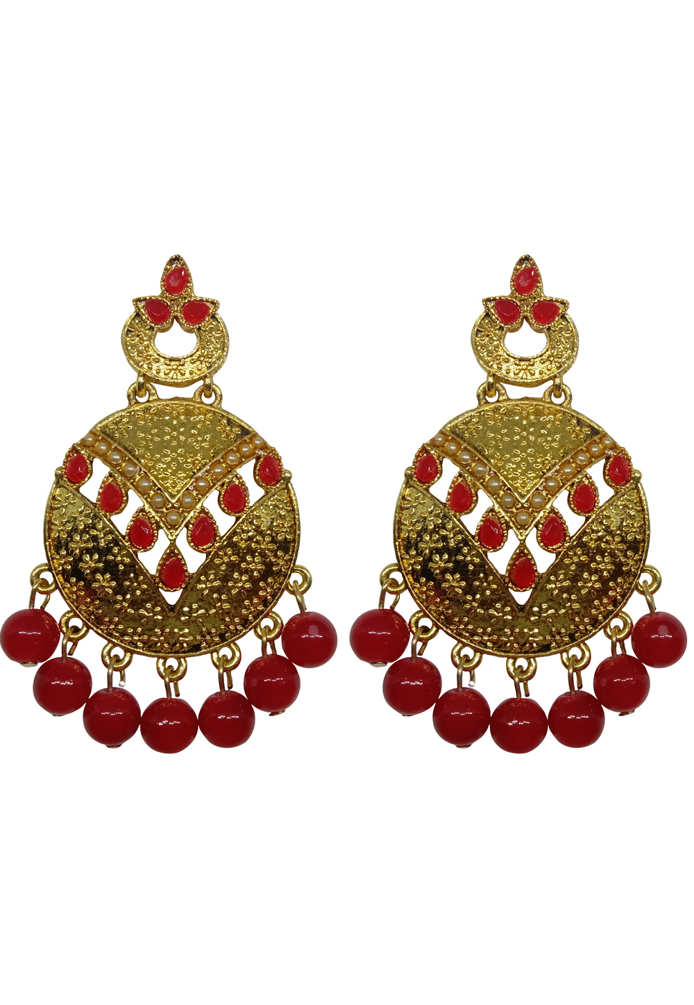 Red Alloy Austrian Diamond Earrings 232371