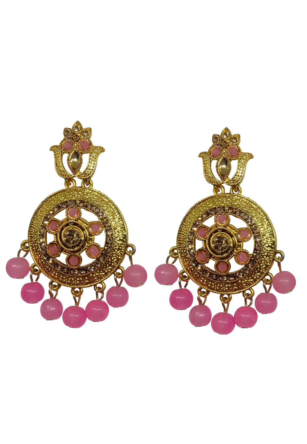 Pink Alloy Austrian Diamond Earrings 232372