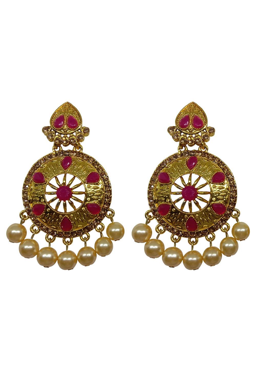 Golden Alloy Austrian Diamond Earrings 232373