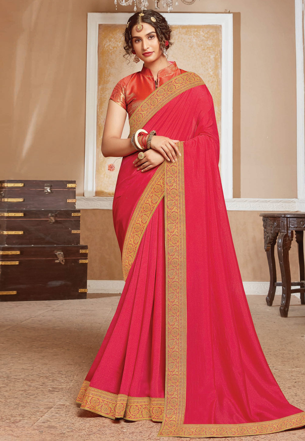 Pink Silk Saree With Blouse 214651