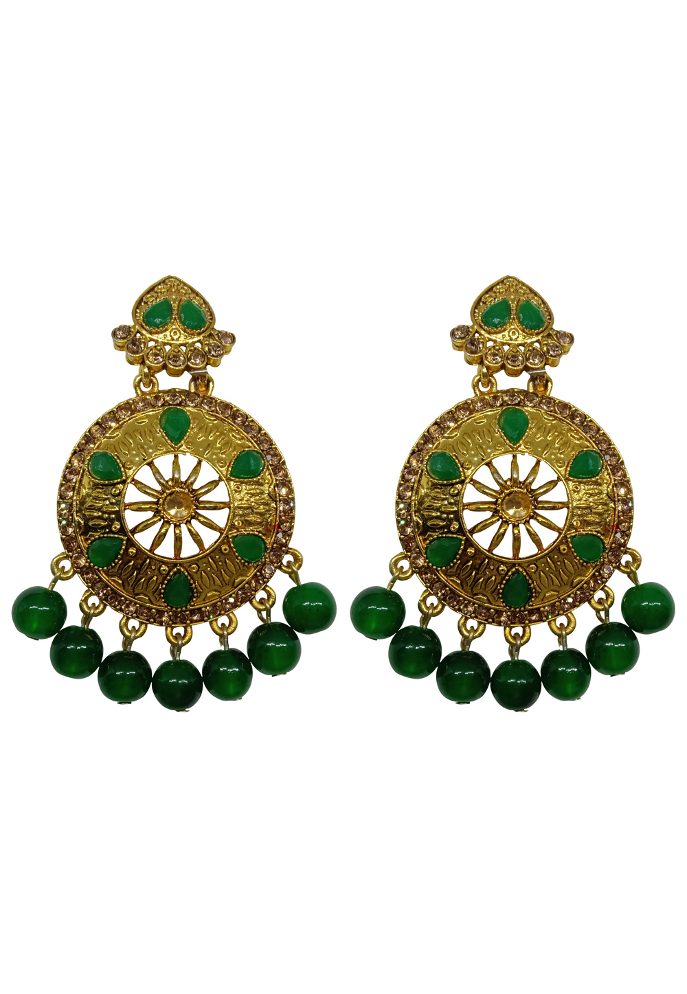 Green Alloy Austrian Diamond Earrings 232375