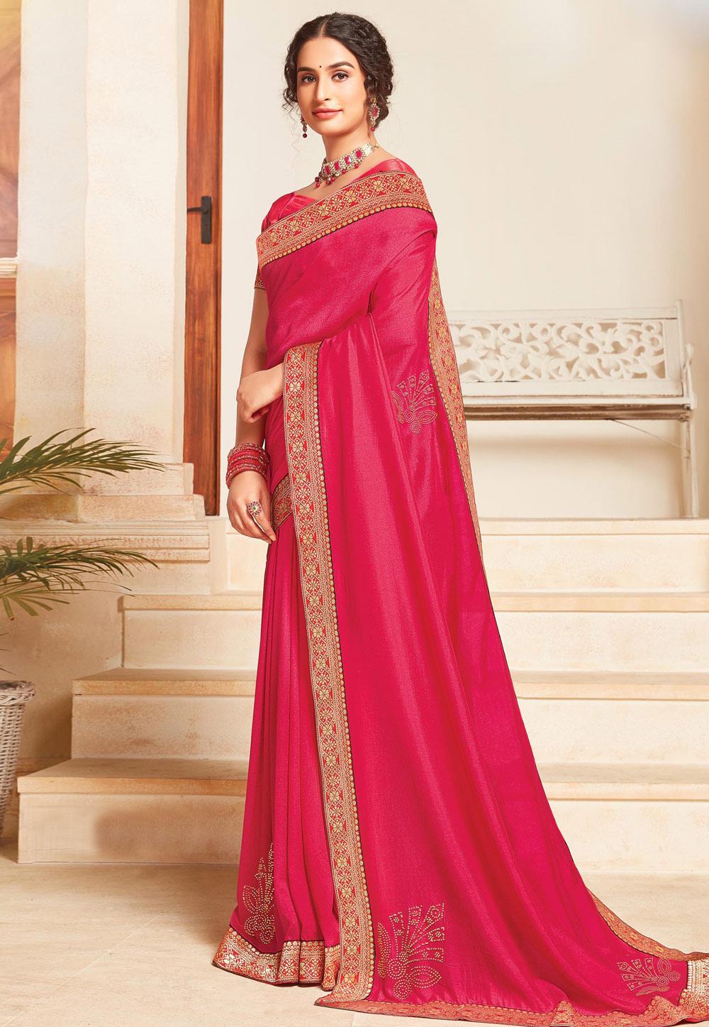 Pink Silk Festival Wear Saree 214645
