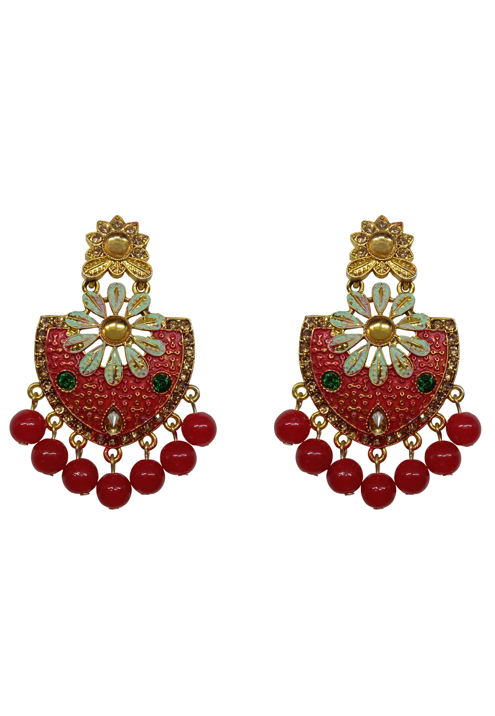 Red Alloy Austrian Diamond Earrings 232378