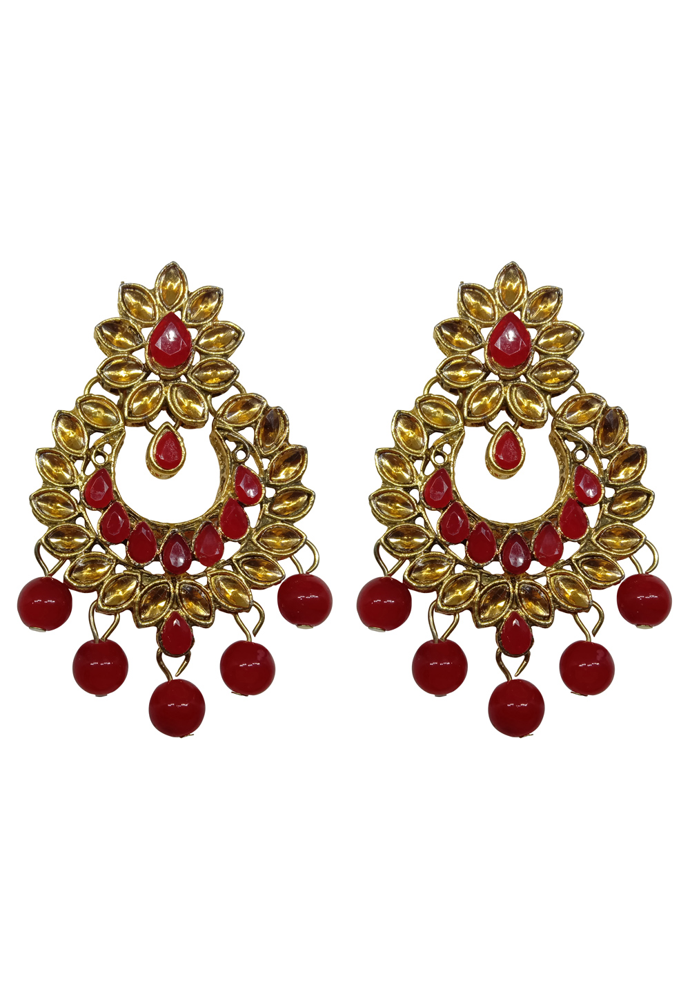 Red Alloy Austrian Diamond Earrings 232379