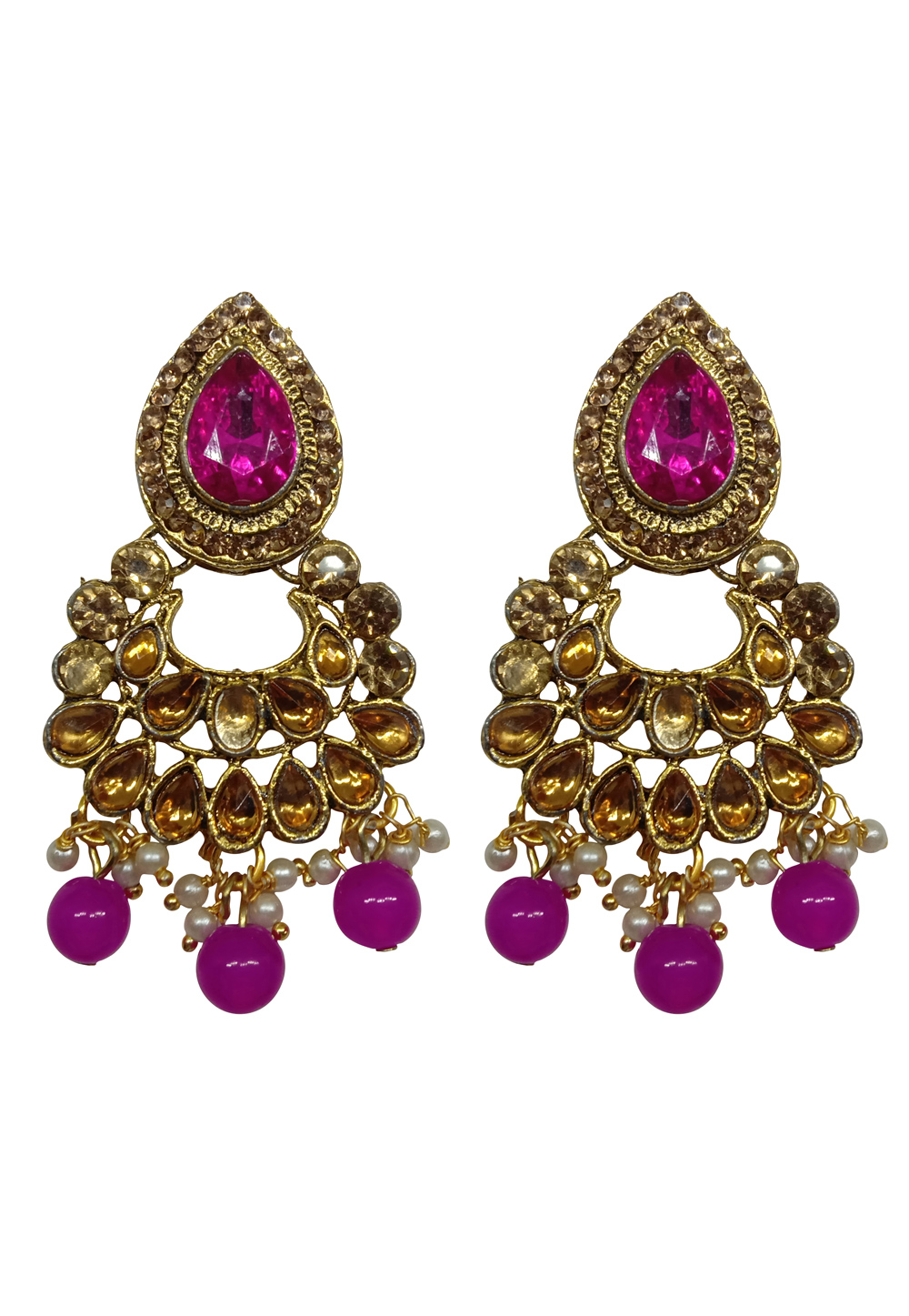 Pink Alloy Austrian Diamond Earrings 232380