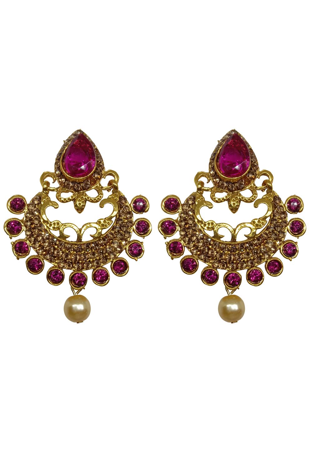 Pink Alloy Austrian Diamond Earrings 232382