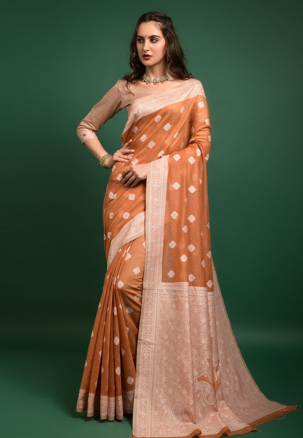 Rust Banarasi Silk Saree 247554