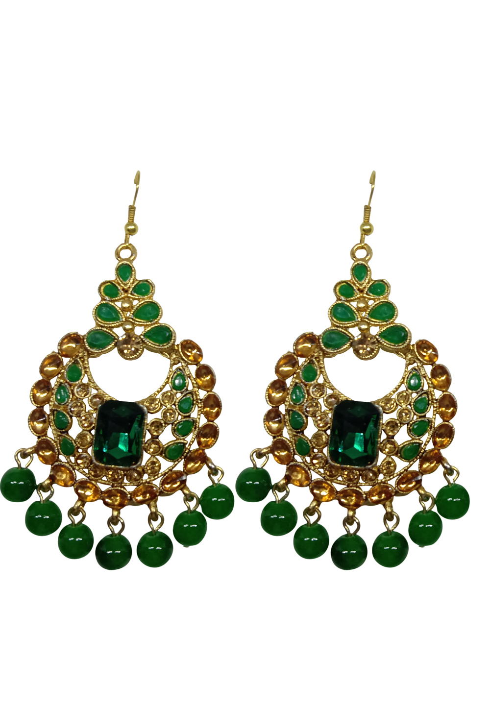 Green Alloy Austrian Diamond Earrings 232410