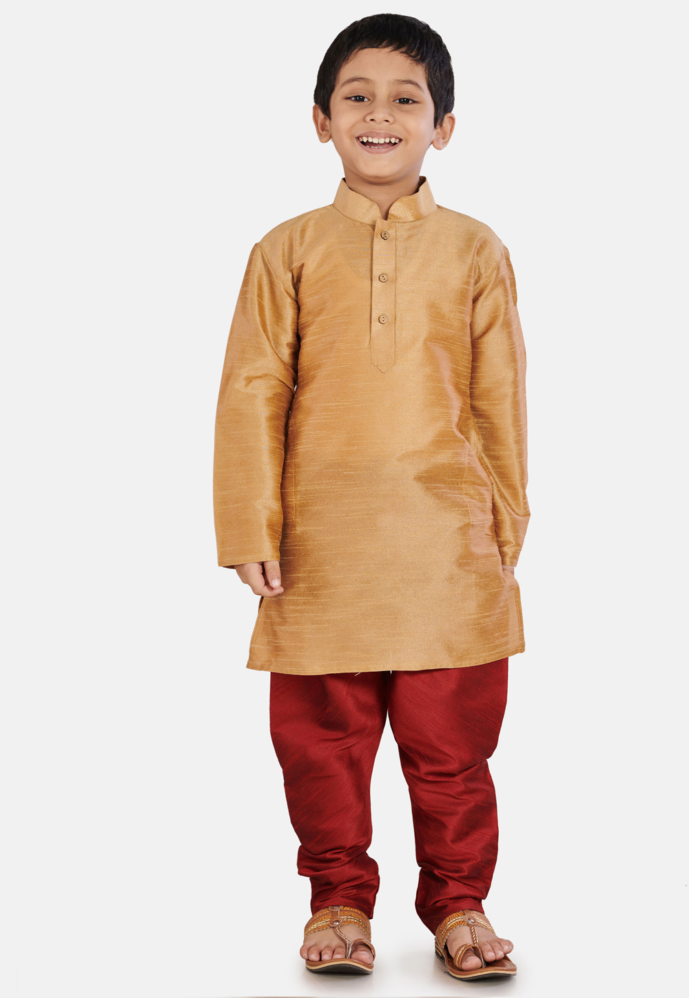 Golden Cotton Silk Kids Kurta Pajama 215903