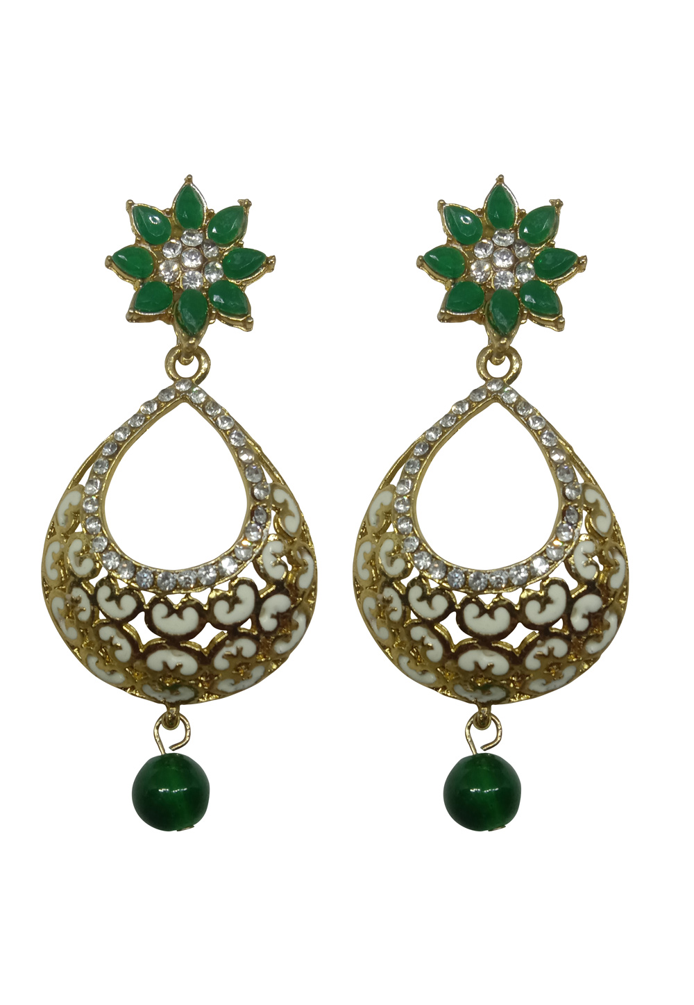 Green Alloy Austrian Diamond Earrings 232413