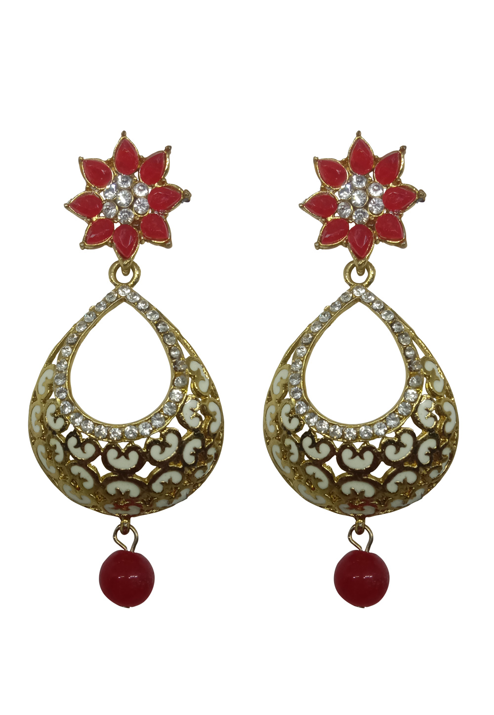 Red Alloy Austrian Diamond Earrings 232414