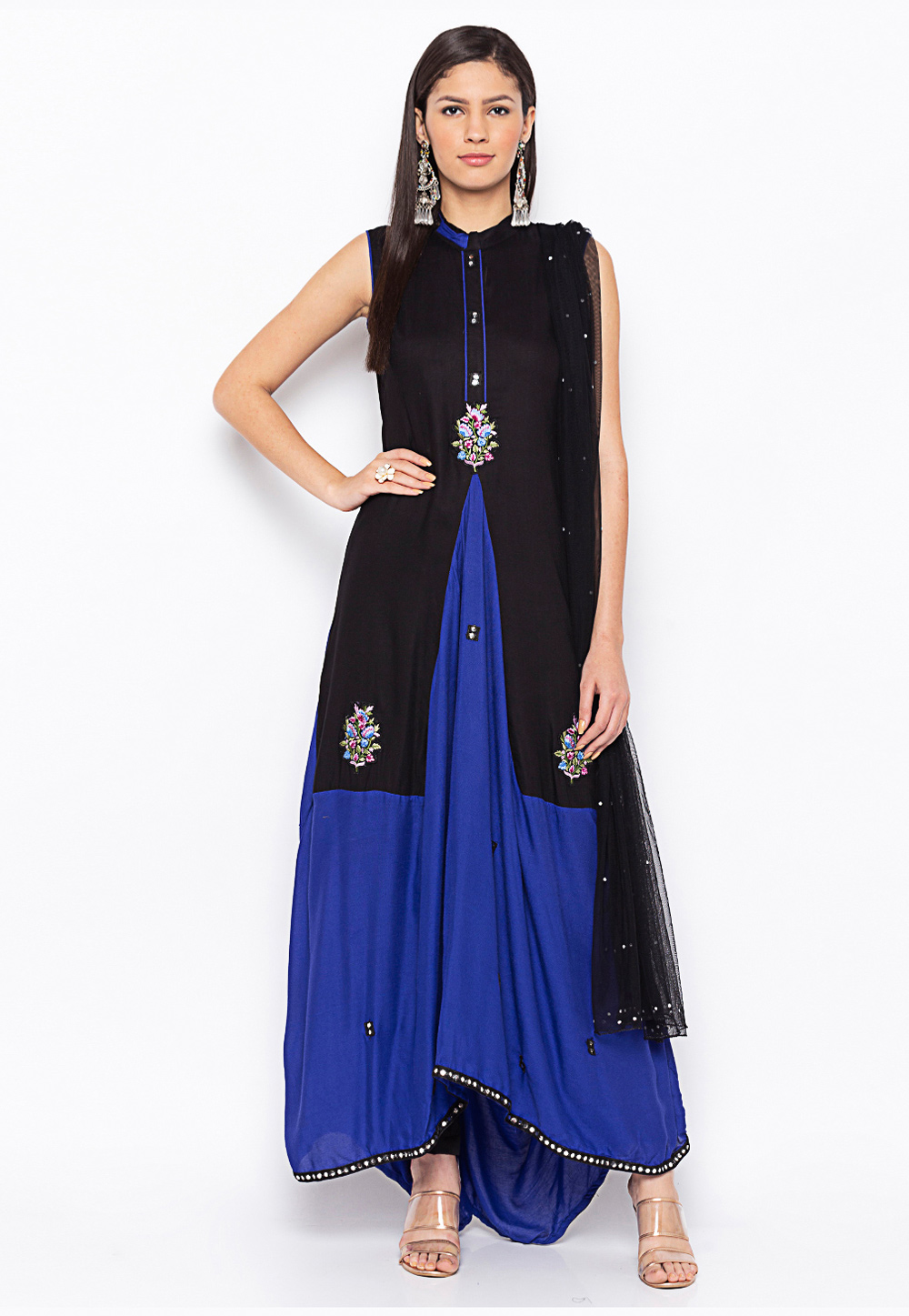 Black Cotton Readymade Kameez With Pant 215931