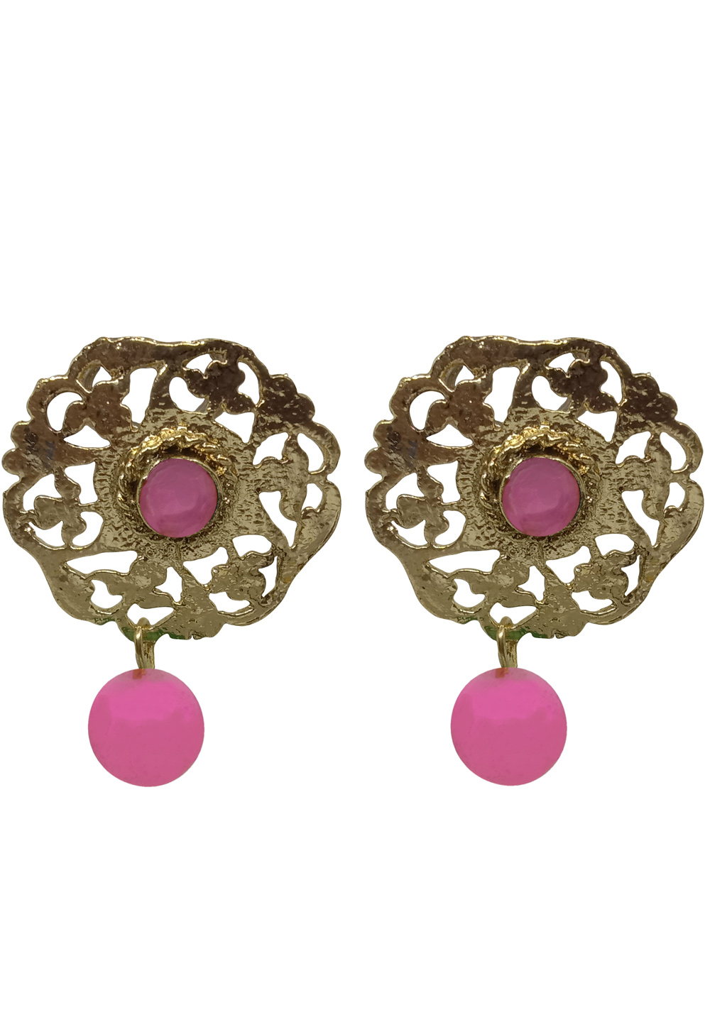 Pink Alloy Austrian Diamond Earrings 232420