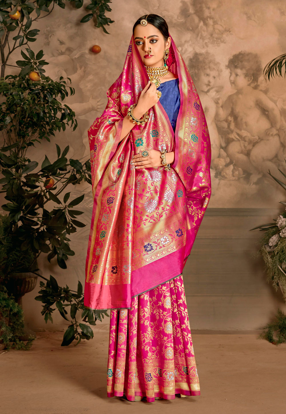 Pink Art Silk Festival Wear Saree 216033