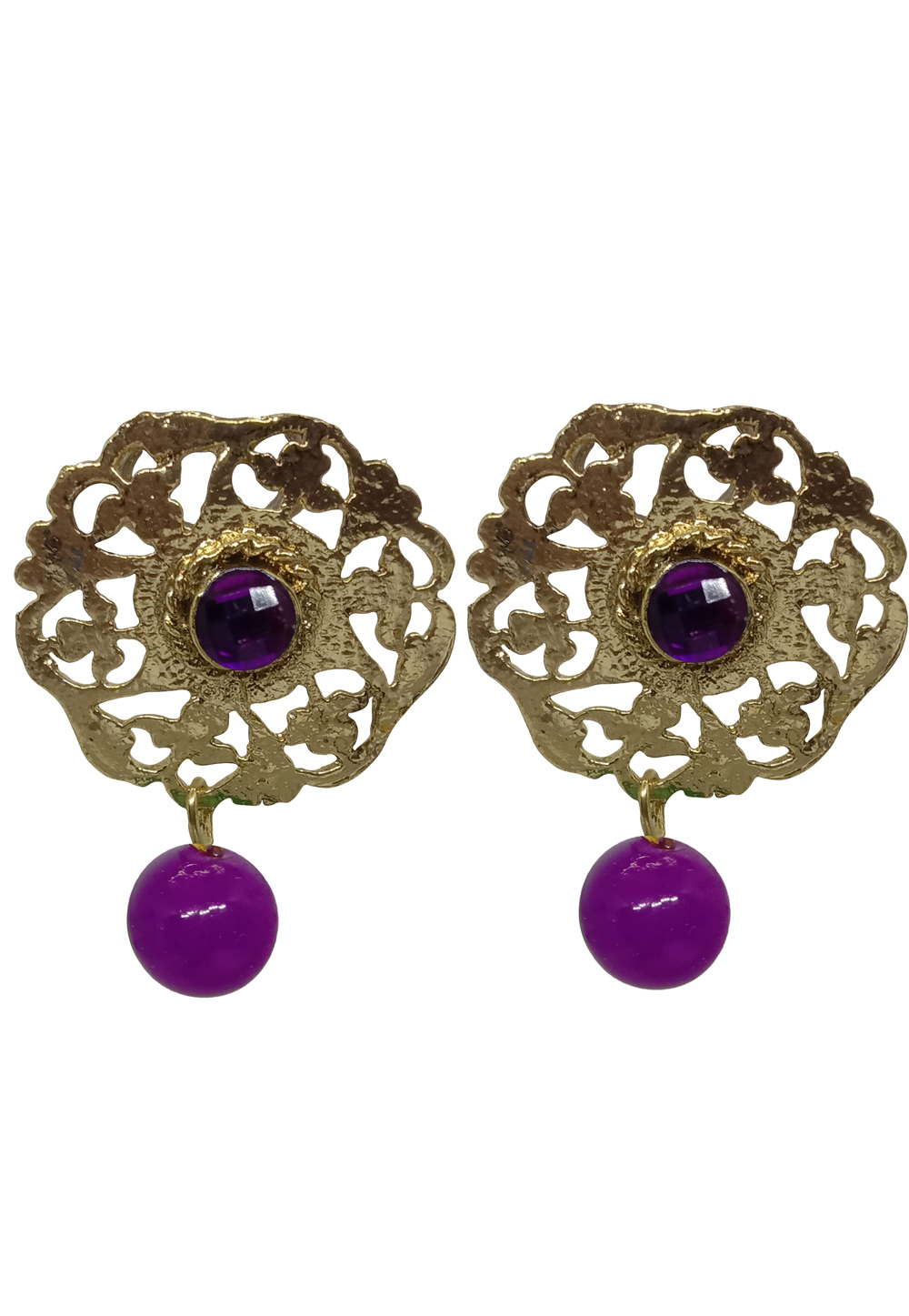Purple Alloy Austrian Diamond Earrings 232427