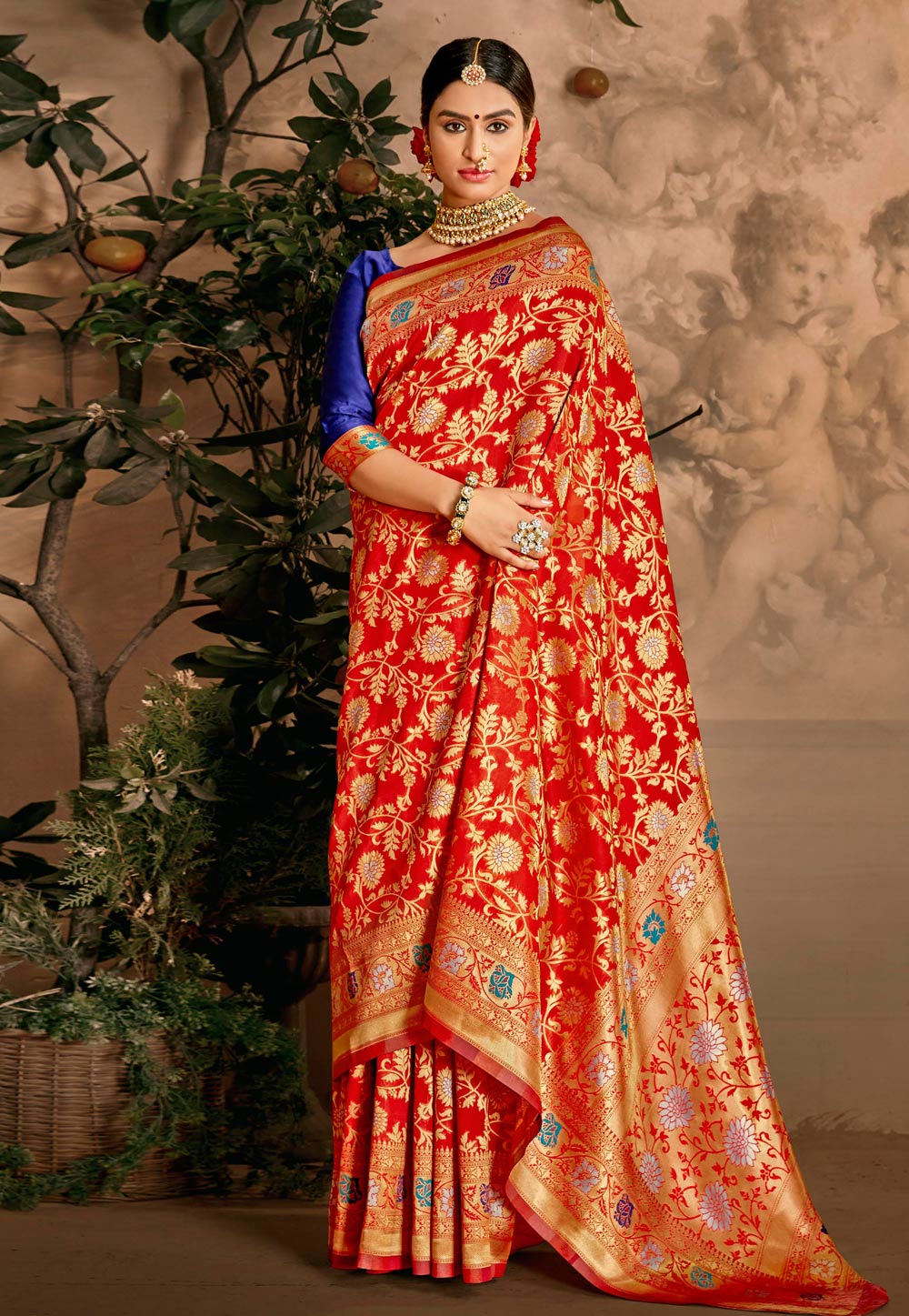 Red Art Silk Festival Wear Saree 216037