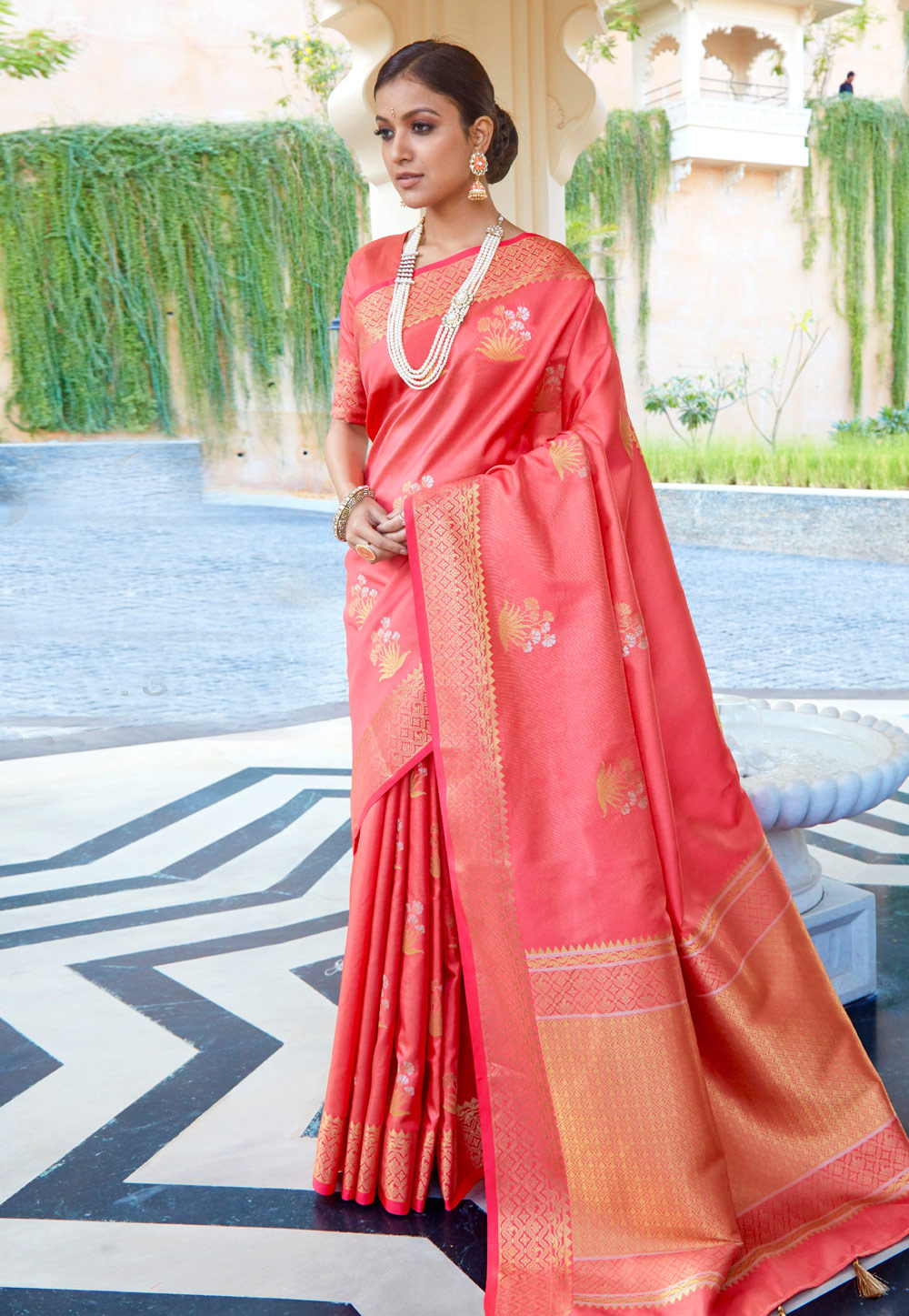 Pink Silk Saree With Blouse 216015