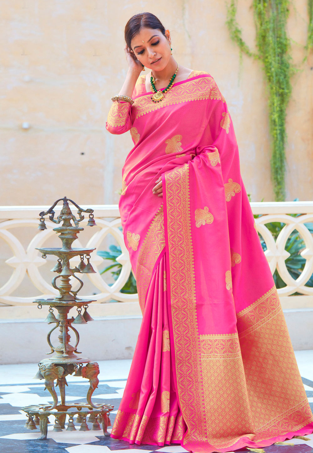 Pink Silk Saree With Blouse 216017