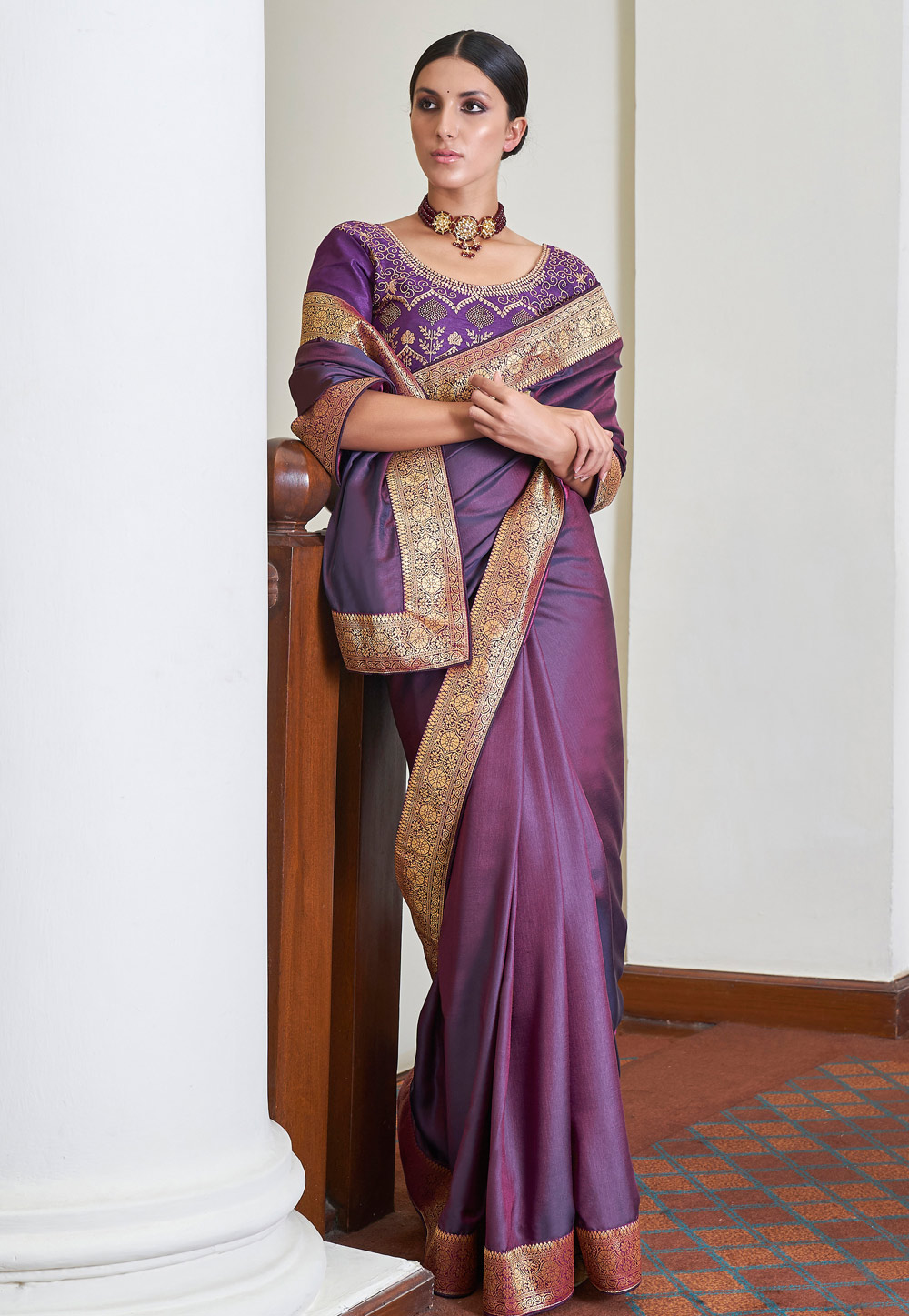 Purple Silk Festival Wear Saree 215995