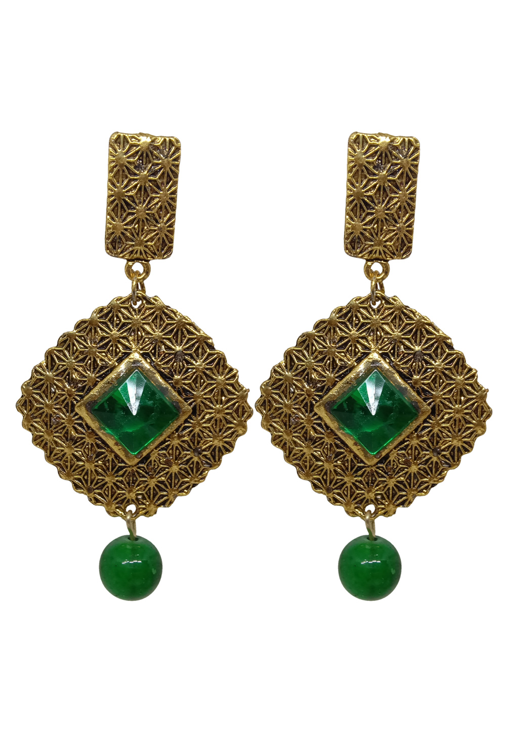 Green Alloy Austrian Diamond Earrings 232430