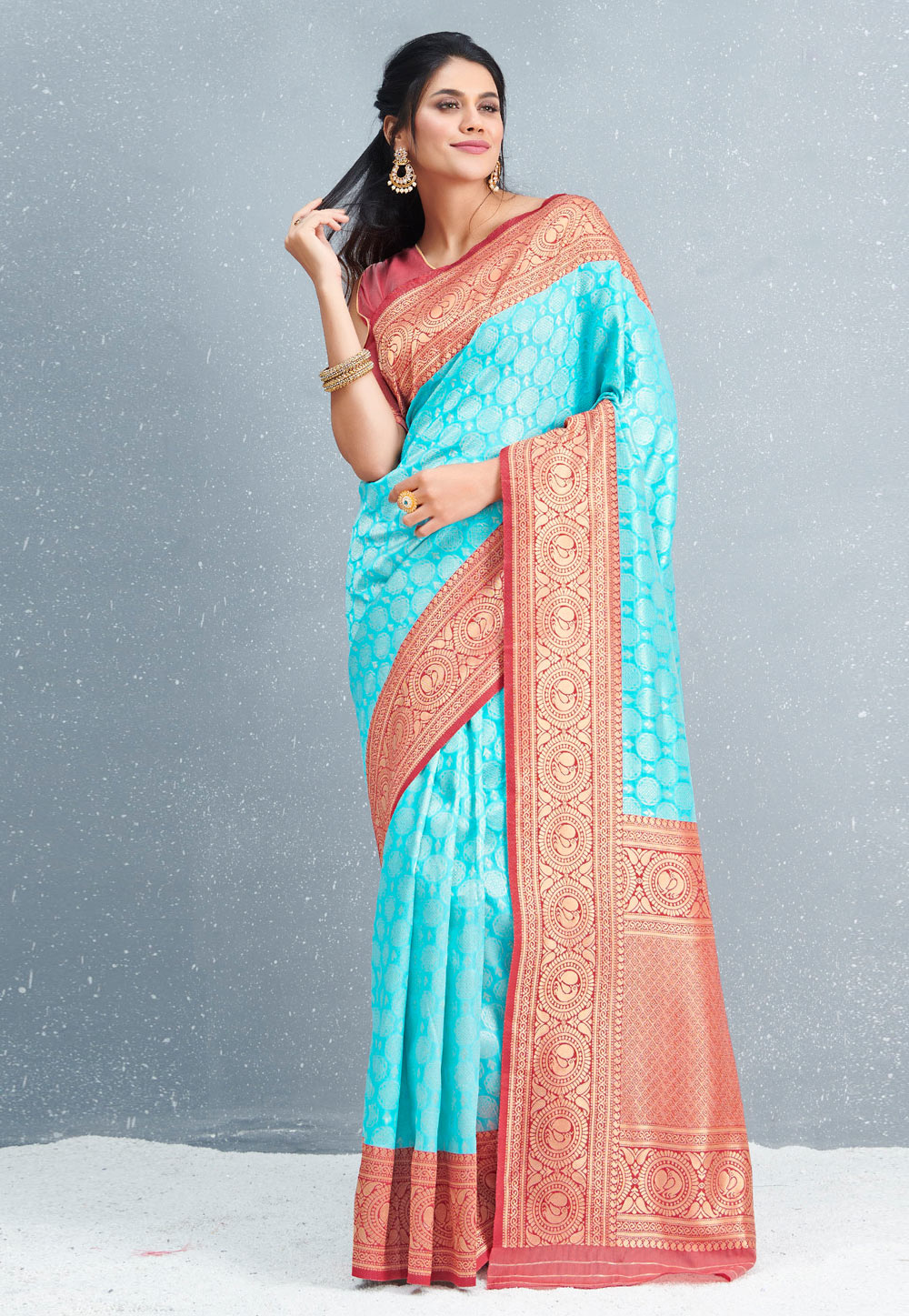 Aqua Silk Festival Wear Saree 216169