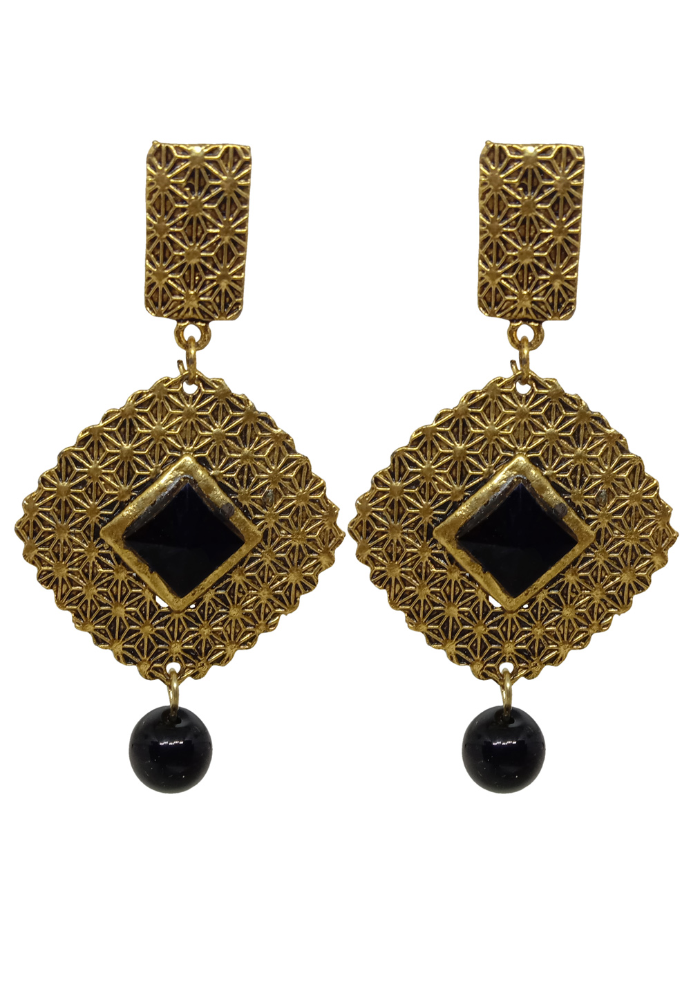 Black Alloy Austrian Diamond Earrings 232434